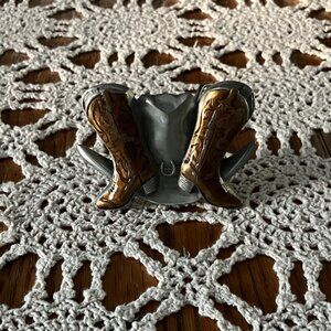 Vintage 1995 GAP Western Cowboy Boots and Hat Belt Pewter Buckle